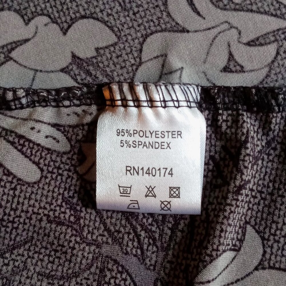 Reborn Dress Women's Size XL Black Gray Floral 3/4 Sleeve Scoop Neck Like New - Picture 15 of 16